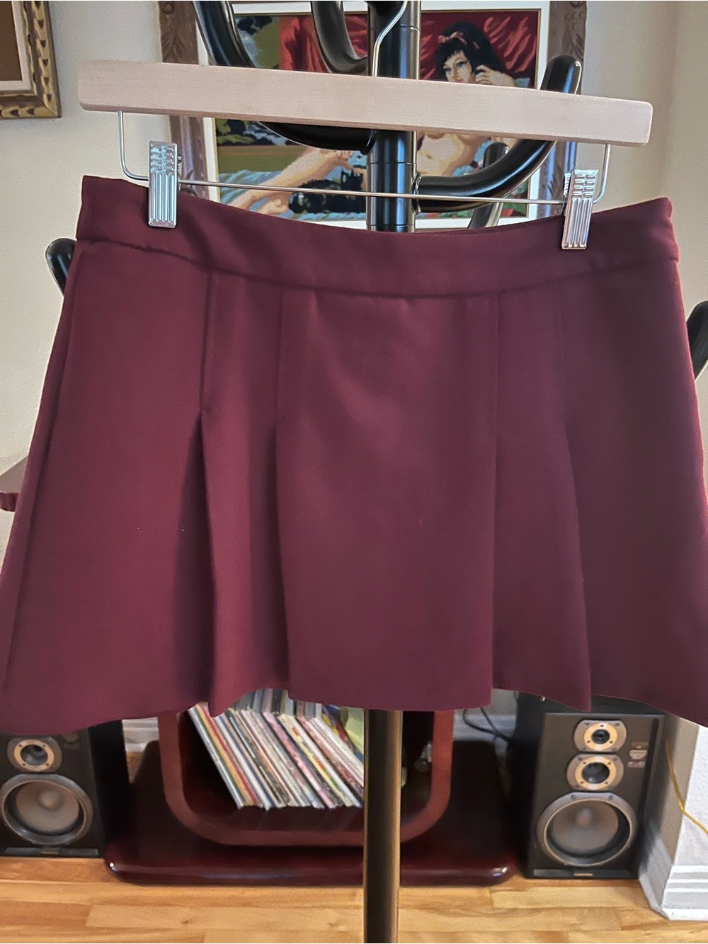Zara Wine Pleated Mini Skirt